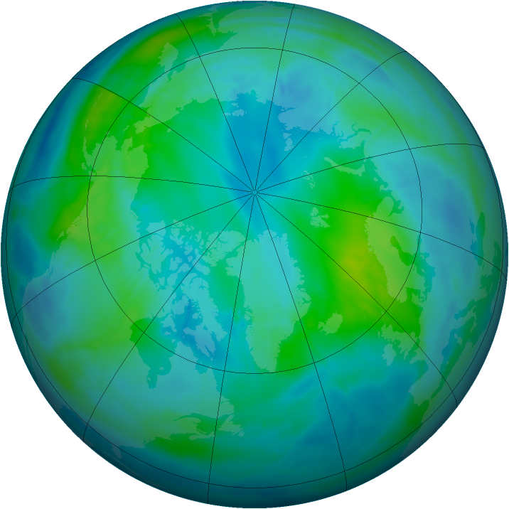 Arctic ozone map for 22 October 2008